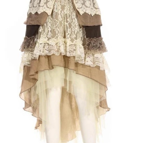 RQ BL Dresses & Skirts - RQ BL- High-Low Lace Layered Skirt in Beige and Cream